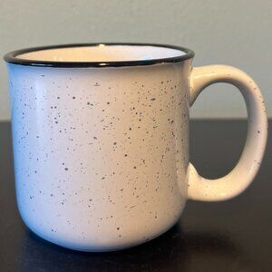 White and Black Speckled Ceramic Camping Campfire Mug